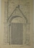 Dessin original sign&eacute; - Portail g&acirc;bl&eacute; de l'&eacute;glise de Ducy (Calvados) - Encre vers 1930. Louis Henri Laffill&eacute;e