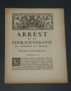 Arrêt de la Cour Souveraine de Lorraine et Barrois, Concernant le fait d'émigration, 1769