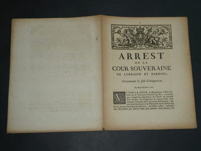 Arrêt de la Cour Souveraine de Lorraine et Barrois, Concernant le fait d'émigration, 1769
