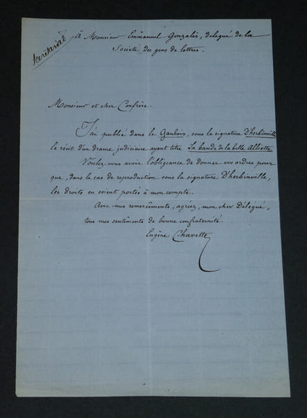 Eug&egrave;ne CHAVETTE - &Eacute;crivain - LETTRE AUTOGRAPHE SIGN&Eacute;E &Agrave; Emmanuel GONZAL&Egrave;S. Eug&egrave;ne CHAVETTE