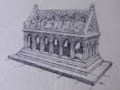 Tombeau de Saint-Etienne, Abbaye d'Aubazine - Dessin original sign&eacute; - Encre vers 1930. Louis Henri Laffill&eacute;e