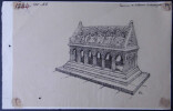 Tombeau de Saint-Etienne, Abbaye d'Aubazine - Dessin original sign&eacute; - Encre vers 1930. Louis Henri Laffill&eacute;e