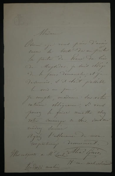 Alexandre-Edouard Goria - Lettre autographe sign&eacute;e [&agrave; Mme Coche] - 1850. Alexandre-Edouard Goria