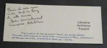 Fran&ccedil;oise ADELSTAIN - NOTE DE REMERCIEMENTS AUTOGRAPHE SIGN&Eacute;E. Fran&ccedil;oise ADELSTAIN