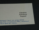 Fran&ccedil;oise ADELSTAIN - NOTE DE REMERCIEMENTS AUTOGRAPHE SIGN&Eacute;E. Fran&ccedil;oise ADELSTAIN