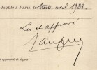 Pouvoir sign&eacute; par Andr&eacute; Mauprey – Collection coh&eacute;rente de 50 auteurs & musiciens. Andr&eacute; Mauprey