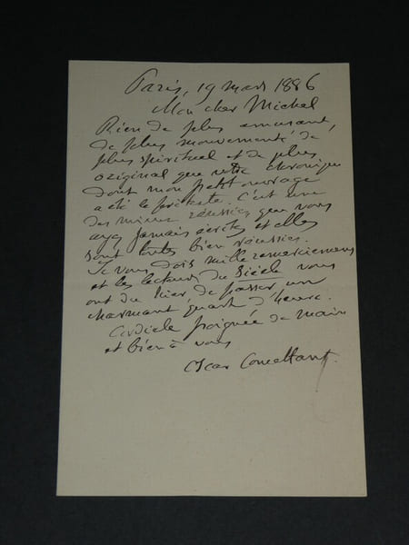 Oscar Comettant, Musicien - LETTRE AUTOGRAPHE SIGN&Eacute;E &agrave; Michel, journaliste 1886. Oscar Comettant