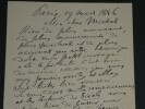 Oscar Comettant, Musicien - LETTRE AUTOGRAPHE SIGN&Eacute;E &agrave; Michel, journaliste 1886. Oscar Comettant