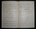LETTRE AUTOGRAPHE SIGNEE. monogramme rouge. Camille du Locle