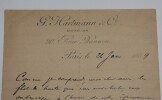 HARTMANN Georges - LETTRE AUTOGRAPHE SIGN&Eacute;E, PARIS 1889. Georges Hartmann