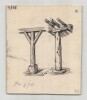 Types rustiques de piliers en bois - Dessin original. Henri Laffill&eacute;e (Louis Henri Laffill&eacute;e)