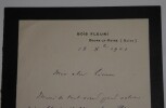 LETTRE AUTOGRAPHE SIGNEE, BOIS FLEURI, SEINE 1901. Andr&eacute; Theuriet