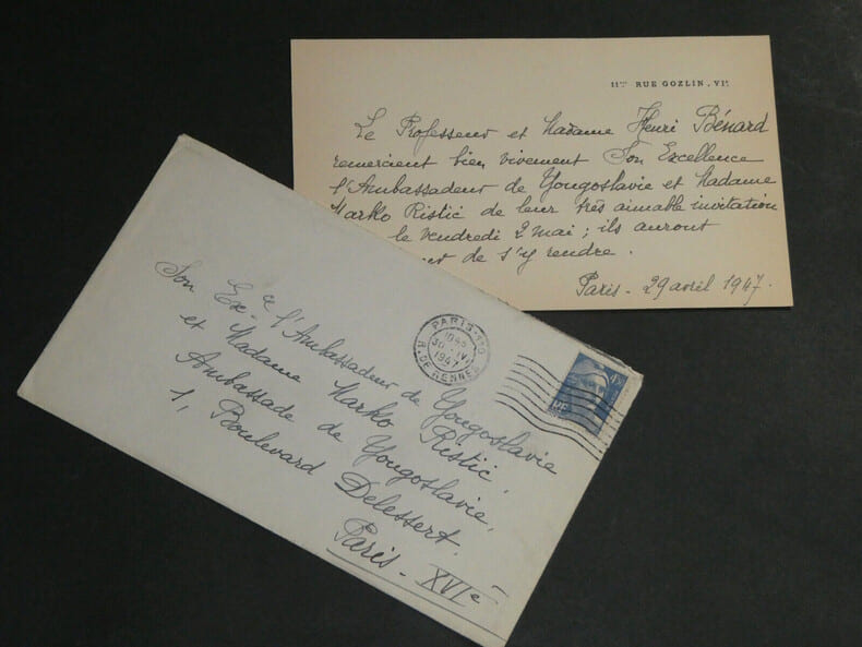 Professeur Henri B&eacute;nard - CARTE AUTOGRAPHE &Agrave; Marko RISTIC - 1947. Professeur Henri B&eacute;nard