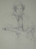 Dessin original au crayon - portrait de femme costume traditionnel sign&eacute; XIX&egrave;me. Agla&eacute; de Marsilly