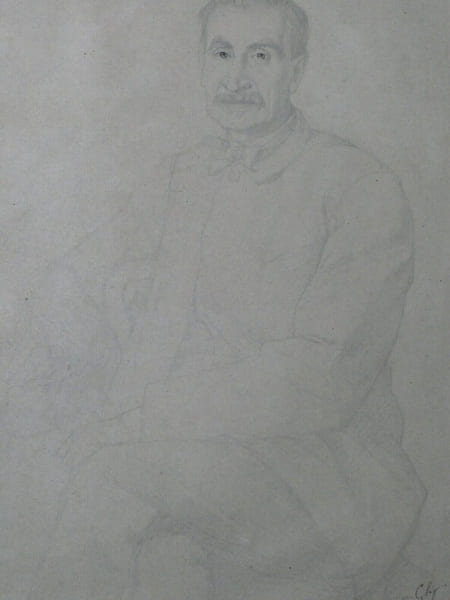 Dessin au crayon Portrait d'homme par Alphonse Monchablon 1888, Grand format. Alphonse Monchablon