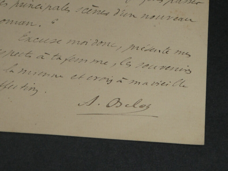 Adolphe BELOT - LETTRE AUTOGRAPHE SIGN&Eacute;E. Adolphe BELOT