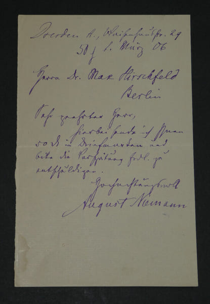 August NIEMANN - LETTRE AUTOGRAPHE SIGN&Eacute;E &Agrave; Max HIRSCHFELD, 1806, Dresde. August Christian NIEMANN