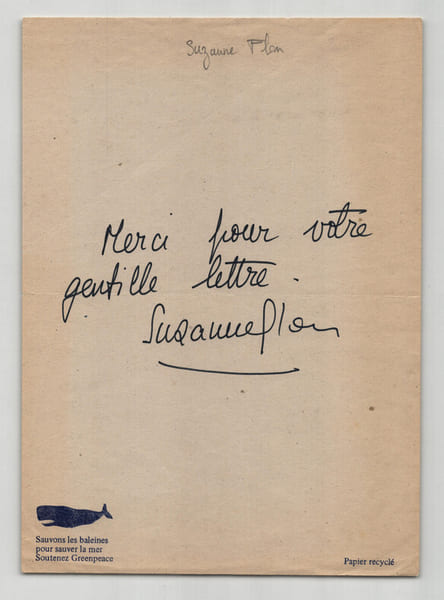 Suzanne Flon - Note autographe sign&eacute;e de remerciements. Suzanne Flon