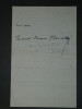 Jacques BARDOUX Lettre Autographe sign&eacute;e, Saint Saturnin, 1958. Jacques BARDOUX