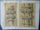 Chapiteaux de colonnettes du XIV&egrave;me - Dessin original sign&eacute;. Louis Henri Laffill&eacute;e