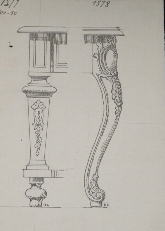 Exemples de supports en forme de gaine - Dessin original sign&eacute;. Louis Henri Laffill&eacute;e