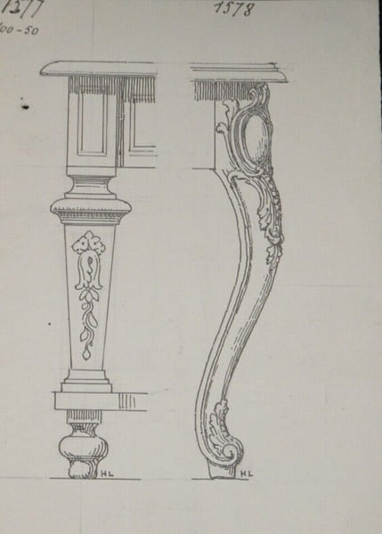Exemples de supports en forme de gaine - Dessin original sign&eacute;. Louis Henri Laffill&eacute;e