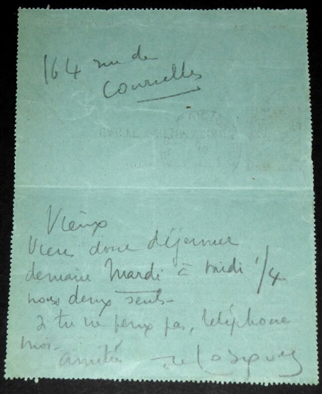 DE LOSQUES Daniel - CARTE LETTRE AUTOGRAPHE SIGN&Eacute;E, &Agrave; Louis ROBIN, 1908. Daniel de Losques