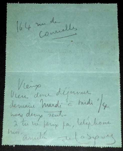 DE LOSQUES Daniel - CARTE LETTRE AUTOGRAPHE SIGN&Eacute;E, &Agrave; Louis ROBIN, 1908. Daniel de Losques