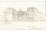 Dessin au crayon, Palais Bourbon, Paris, par E. Phelipeau sign&eacute; ann&eacute;es 1910/20. E. Phelipeau