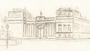 Dessin au crayon, Palais Bourbon, Paris, par E. Phelipeau sign&eacute; ann&eacute;es 1910/20. E. Phelipeau