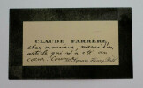 CARTE DE VISITE AUTOGRAPHE SIGNEE DE REMERCIEMENTS. Claude FARRERE