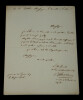 Ren&eacute; de Pierre de Bernis - Lettre autographe sign&eacute;e au Ministre de l'int&eacute;rieur, 1826. Ren&eacute; de Pierre de Bernis