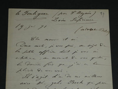 Adolphe BELOT - LETTRE AUTOGRAPHE SIGNÉE À Mr DENTU - 6 pages - 1871