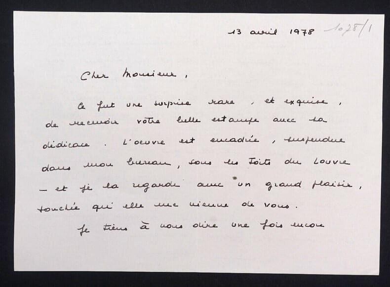 Roseline BACOU, Historienne de l'art - CARTE-LETTRE AUTOGRAPHE SIGN&Eacute;E, 1978. Roseline BACOU