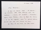 Roseline BACOU, Historienne de l'art - CARTE-LETTRE AUTOGRAPHE SIGN&Eacute;E, 1978. Roseline BACOU