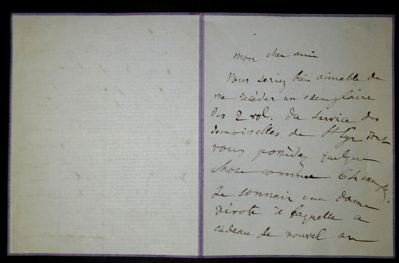 LETTRE AUTOGRAPHE SIGN&Eacute;E, DEMOISELLES DE SAINT CYR. Jean-Baptiste Weckerlin