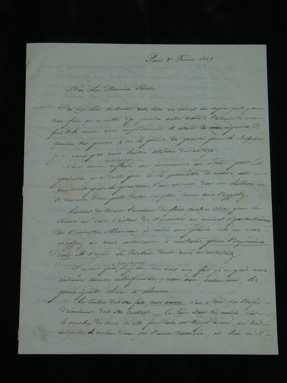 Beno&icirc;t Fourneyron Lettre autographe sign&eacute;e Turbine Hydraulique Science 1837. Beno&icirc;t Fourneyron