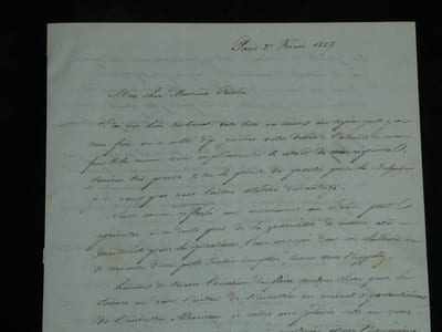 Benoît Fourneyron Lettre autographe signée Turbine Hydraulique Science 1837