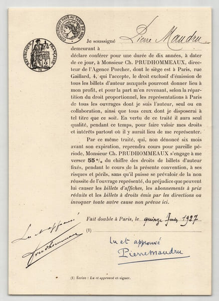 Pouvoir sign&eacute; par Pierre Maudru – Collection coh&eacute;rente de 50 auteurs & musiciens. Pierre Maudru