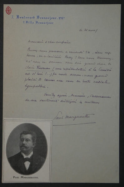 Paul MARGUERITTE - Lettre Autographe Sign&eacute;e visite &agrave; Passy, Haute-Savoie. Paul MARGUERITTE