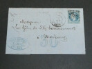 Lettre de 1870, timbre de 20 cts Empire Laur&eacute;, obl &eacute;toile, Nancy vers Strasbourg. 