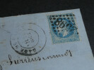 Lettre de 1870, timbre de 20 cts Empire Laur&eacute;, obl &eacute;toile, Nancy vers Strasbourg. 