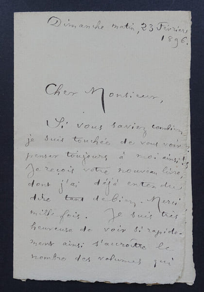 Louise READ - LETTRE AUTOGRAPHE SIGN&Eacute;E, 1896. Louise Read