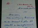 Andr&eacute; Beaunier - Lettre autographe sign&eacute;e sur le Philharmonique la Chanson d'Eve. Andr&eacute; Beaunier