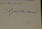 Albert Bartholom&eacute; - Lettre autographe sign&eacute;e "Je me r&eacute;jouis de [...] vos succ&egrave;s". Albert Bartholom&eacute;