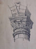 Dessin original sign&eacute; - Chapiteau du narthex de l'&eacute;glise de Saint-Menoux, d'apr&egrave;s Viollet-le-Duc. Louis Henri Laffill&eacute;e
