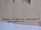 Dessin original sign&eacute; - Chapiteau du narthex de l'&eacute;glise de Saint-Menoux, d'apr&egrave;s Viollet-le-Duc. Louis Henri Laffill&eacute;e
