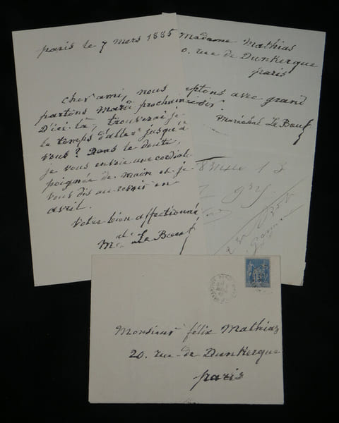 Edmond Le Boeuf - LETTRE AUTOGRAPHE SIGN&Eacute;E ET B.A.S &Agrave; F&eacute;lix Mathias Paris 1885. Edmond Le Boeuf