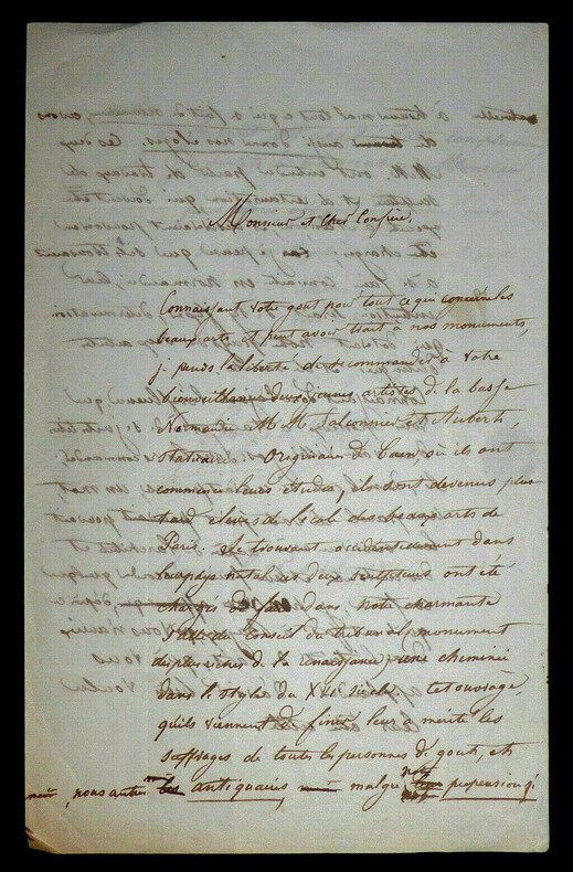 Lettre autographe sign&eacute;e, 1845. Georges Victor Gardin de Villers