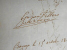 Lettre autographe sign&eacute;e, 1845. Georges Victor Gardin de Villers